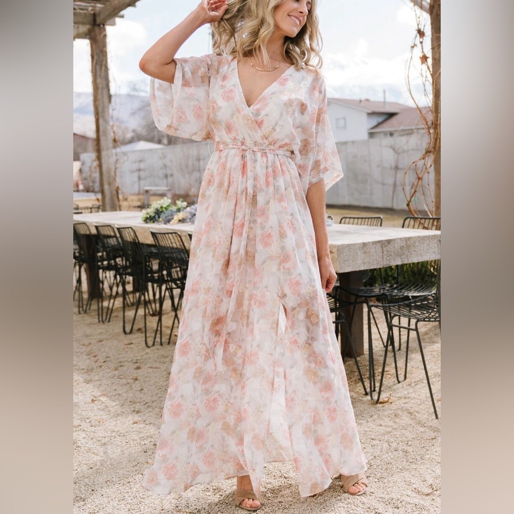 Baltic Born Kia Kimono Dress in Pink Floral